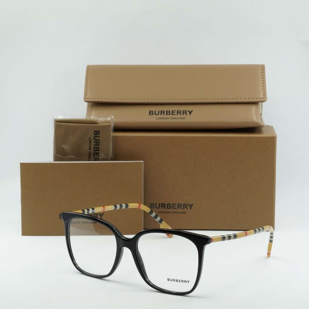 Burberry BE2367 3853 Square Eyeglasses 54mm - Black/Check Brown - Picture 4 of 7